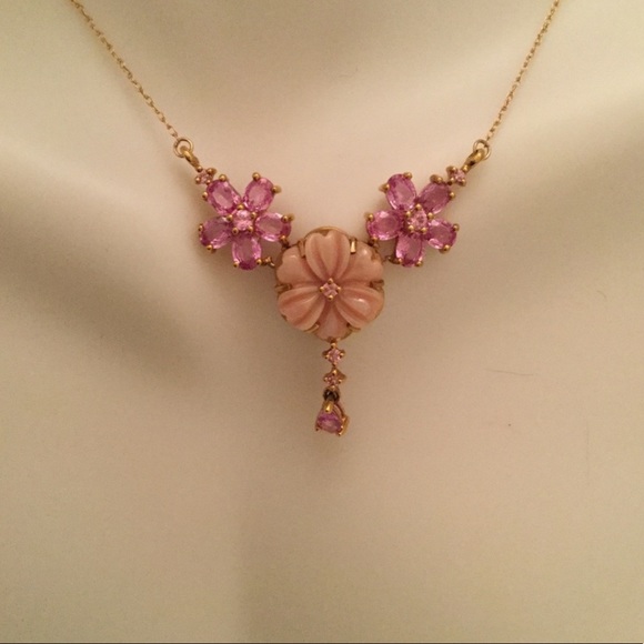 🌸HOST PICK🌸10k PINK SAPPHIRE FLOWER NECKLACE - Picture 5 of 7